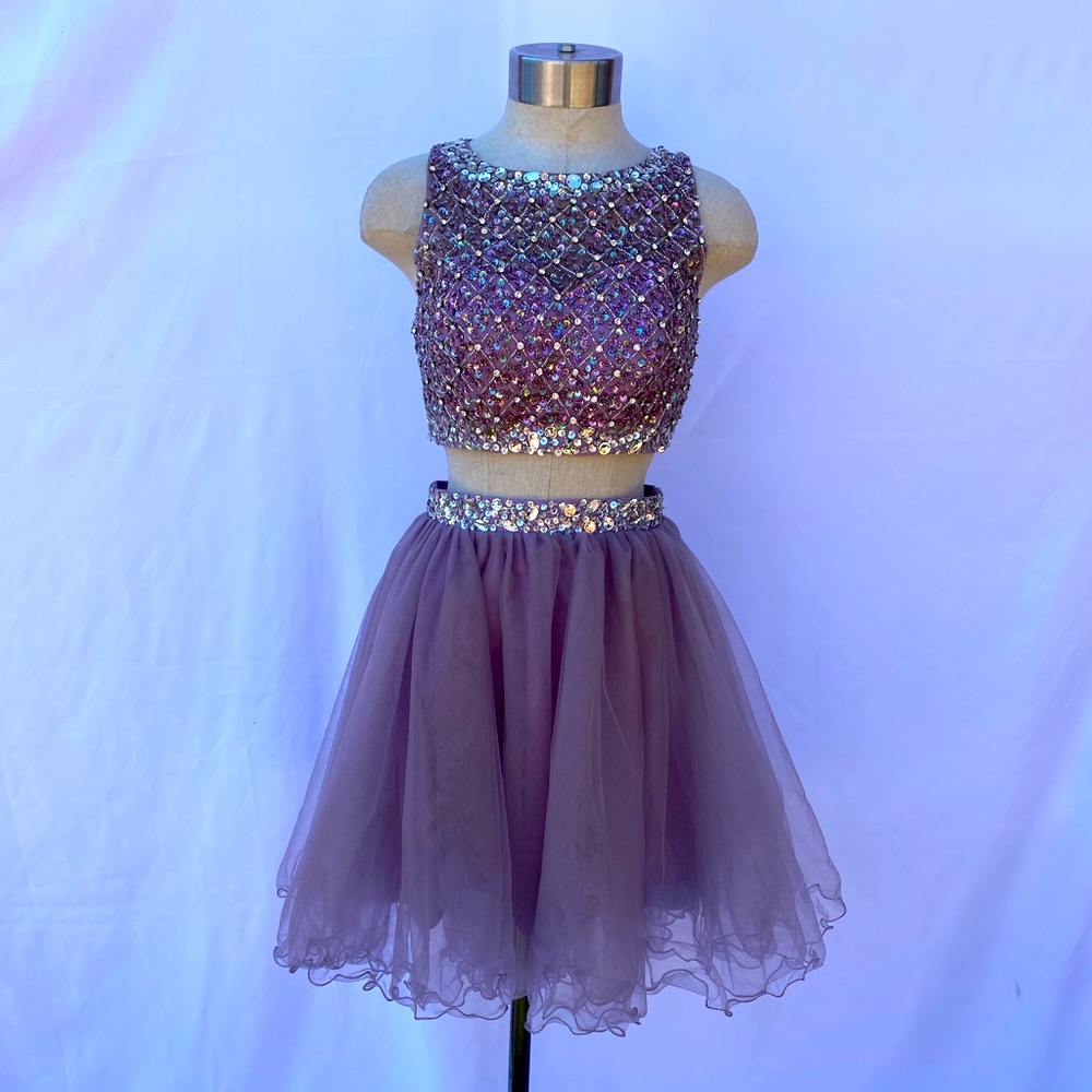Two piece purple formal wear